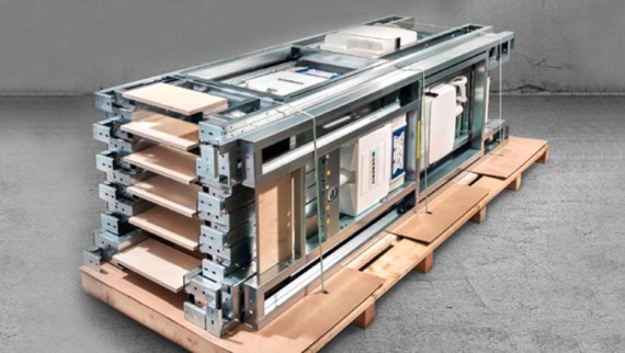 Prefab elementen op een pallet Prefab elementen op een pallet