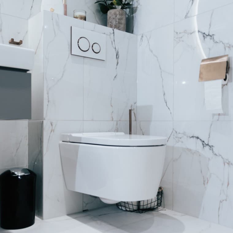 De Geberit AquaClean douchewc, gecombineerd met de bedieningsplaat Sigma21 De Geberit AquaClean douchewc, gecombineerd met de bedieningsplaat Sigma21
